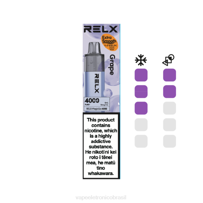 RELX MagicGo 4000 vapores descartáveis uva 68N86 Vape Recarregável
