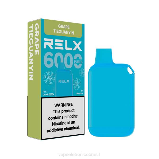 RELX Crush Pocket 6000 gelado tieguanyin de uva 68N818 Vape Eletronico